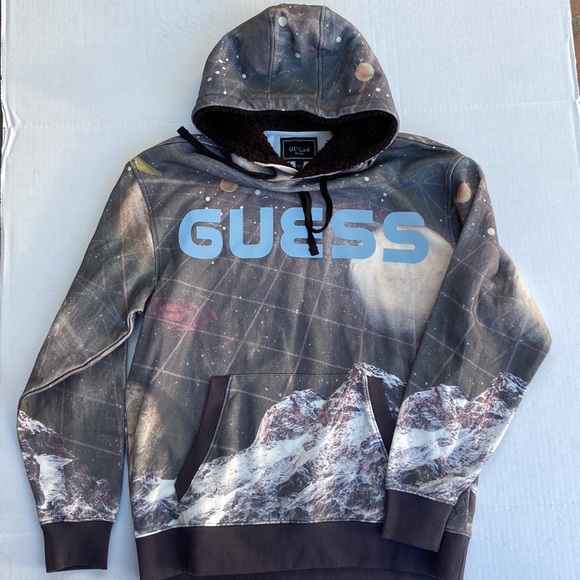 New GUESS Roy Fleece Space Gray Hoodie SZ XS - Picture 6 of 8